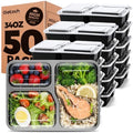 Glotoch 3-Compartment Meal Prep Containers with Lids, 34 oz, 50 Pack by GlotochExpress