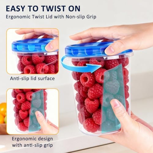 8 Pack 34oz Soup Freezer Storage Containers with Twist Lids for Meal Prep - Image 4