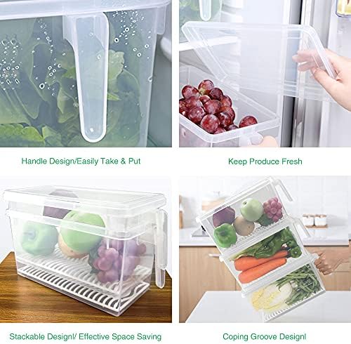 SILIVO 3 Pack 4.5L Lettuce Keeper for Fridge with Removable Drain Trays - Image 4