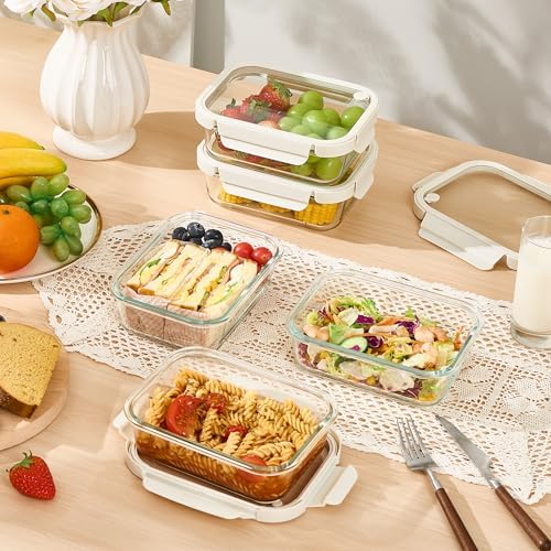 Vtopmart 5 Pack Glass Food Storage Containers with Glass Lids & Air Vent - Image 4