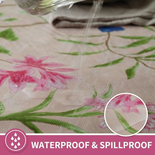 Rectangle Table Cloth,100% Waterproof Tablecloth Oil Proof Spill Proof Vinyl Table Cloth, Wipe Clean Plastic Table Cover for Dining, Camping, Indoor and Outdoor 54" x 102",Pink - Image 3