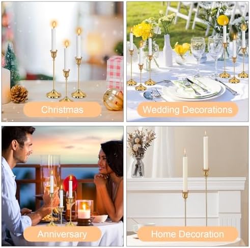 6pcs Gold Candle Holders, Candlestick Holders Taper Candle Holders for Pillar Candles Sticks Holder Decor Halloween Christmas Decorations Candle Candelabros para Centros de Mesa - Image 6