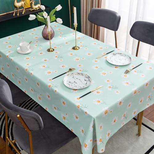 Rectangle Table Cloth,100% Waterproof Tablecloth OilProof SpillProof Vinyl Table Cloth, Wipe Clean Plastic Table Cover for Dining, Camping, Indoor and Outdoor 54" x 84",Mum Bloom - Image 2