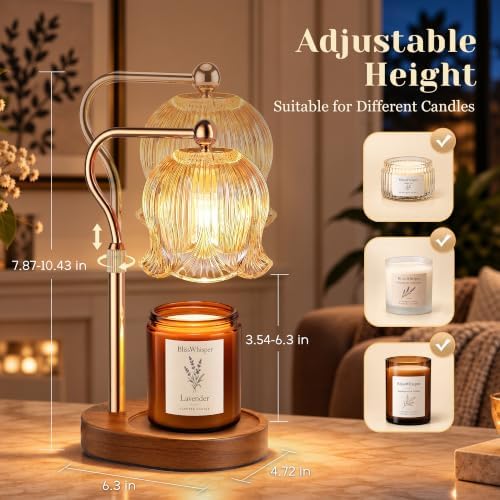 Candle Warmer Lamp with Timer, Adjustable and Dimmable, Gold - Image 2