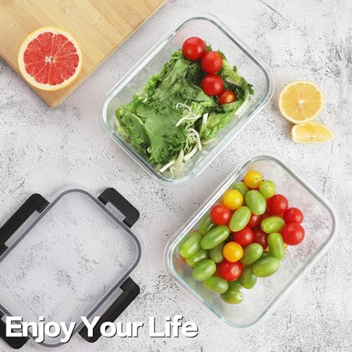 4 Pieces 63oz Large Glass Food Storage Containers with Lids for Meal Prep - Image 2