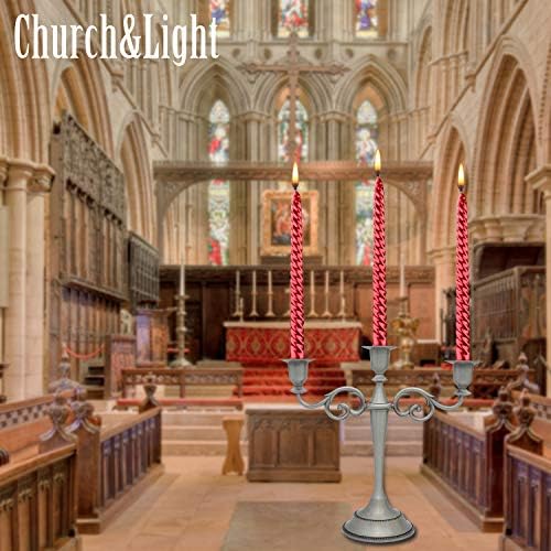 3-Arm Metal Candelabra Candle Holder Table Centerpiece,Pewter - Image 4