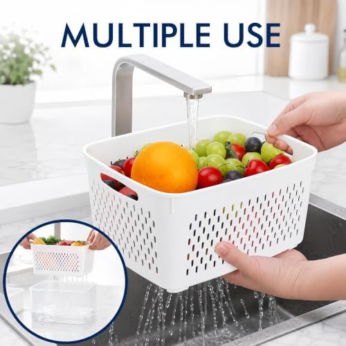 6 Pcs Large Fruit Storage Containers for Fridge Food Storage with Colanders - Image 4