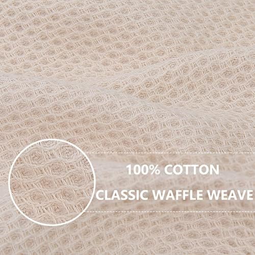 Homaxy 100% Cotton Oversized Waffle Weave Kitchen Towels 8-Pack, Beige - Image 2