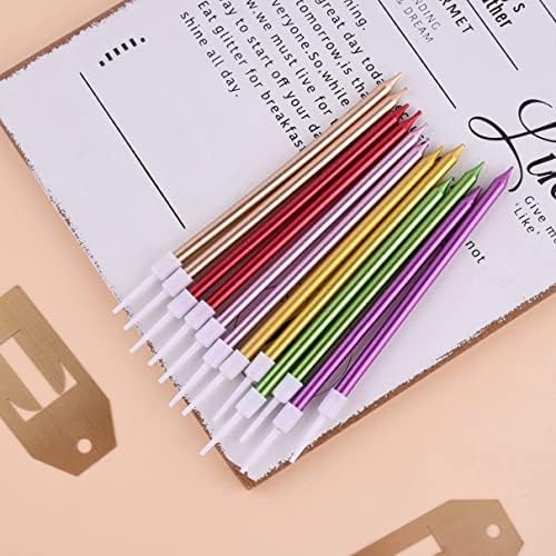 PHD CAKE Colorful Long Thin Metallic Birthday Candles, Gold Champagne Rose Gold Green Red Purple, Cake Candles, Birthday Parties, Wedding Decorations, Party Candles - Image 3