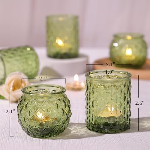 NITIME 36Pcs Assorted Green Votive Candle Holders, Tea Lights Candle Holder for Table Centerpiece, Green Candle Holders for Wedding, Bridal Shower and Tea Party Decorations - Image 2