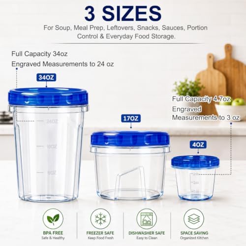 18 Pack Freezer Food Storage Containers with Twist Lids for Soup Meal Prep - Image 3