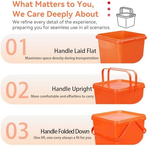 Bucket with Lid - 4 Packs Square Clear Plastic Storage Containers, Food Safe with Handle, Airtight Pressure Lids for Kitchen & Home (Mixed Colors, 1.3 gal) - Image 4