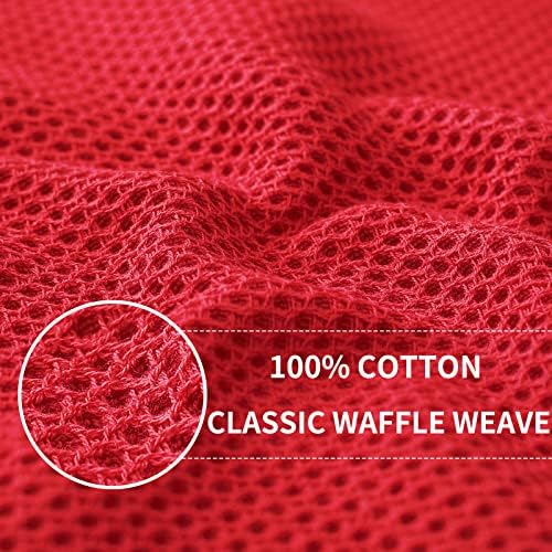 Homaxy 100% Cotton Waffle Weave Kitchen Dish Towels 4-Pack, Red - Image 2