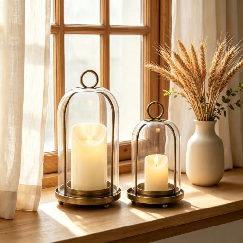 Glass Hurricane Candle Holder Decorative Gold Candle Lantern - Image 6