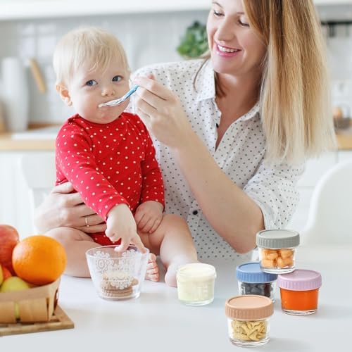 DRKIO 12 pcs Baby Food Storage Containers 4 Oz Small Glass Jars with Lids - Image 7