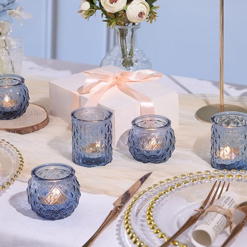 NITIME 12Pcs Assorted Blue Votive Candle Holders, Tea Lights Candle Holder for Wedding Decor, Blue Candle Holders for Table Centerpiece, Bridal Shower, Baby Shower Decorations - Image 5