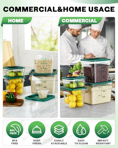 2QT&4QT NSF Food Storage Containers: 8 PCS[Food Grade] [Hot&Cold Resistant] Commercial Clear Square Food Storage Containers with Scales Handles for Home Restaurant Kitchen(BPA FREE) - Image 5
