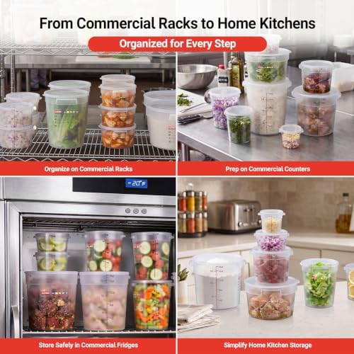 2 Pack 2QT Commercial Round Food Storage Containers with Lids - Image 6