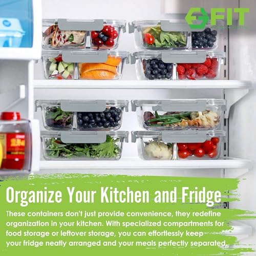 Glass Meal Prep Containers 2 & 3 Compartment, Leak-Proof Lids 32 oz 4 Pack - Image 3