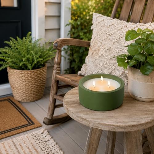 Viyffo 20oz Large Citronella Candles Outdoor, 3 Wick Citronella Candle Indoor, Non Toxic Soy Candles, Matte Green Ceramic Jar Candle for Patio, Porch, Backyard, Deck, Garden & Camping, Fall Decor - Image 2