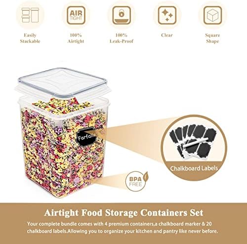 Wildone Flour Storage Containers 5.2L, 4 PCS Food Storage Containers, Gray - Image 5