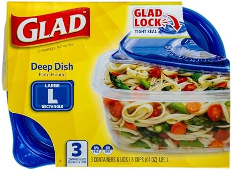 Glad GladWare Deep Dish Food Storage Containers, 64 Oz, 3 Count (Pack of 6) - Image 3