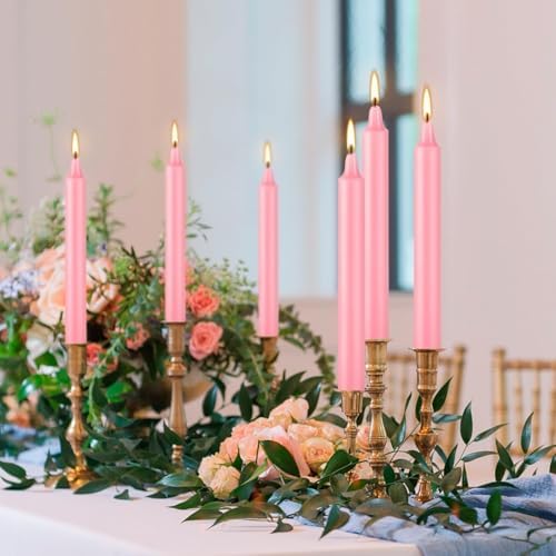 YOROXRG 40 Pack Candles Mini Unscented Taper Candles for Valentine's Day,Christmas,Household, Wedding, Rituals, Prayer, Birthdays,Party and Home Décor Candlesticks - 4 Inch Tall(Pink) - Image 2