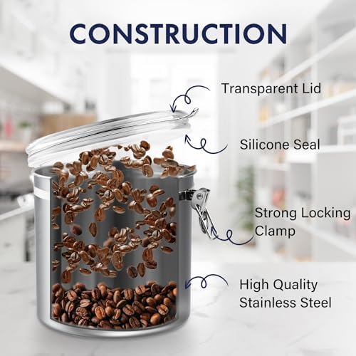 ENLOY 165oz Stainless Steel Airtight Canister for Kitchen with Clear Lid - Image 3
