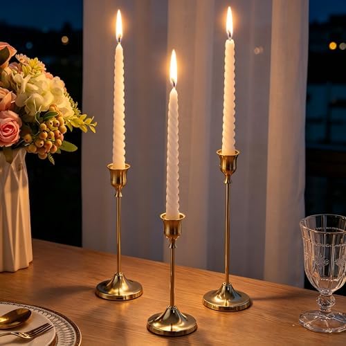 36 Pcs Gold Candlestick Holders, Vintage Metal Candle Holders Taper Candle Stands, Tall Golden Brass Tapered Candle Holder for Wedding Tables Centerpieces Decor - Image 6