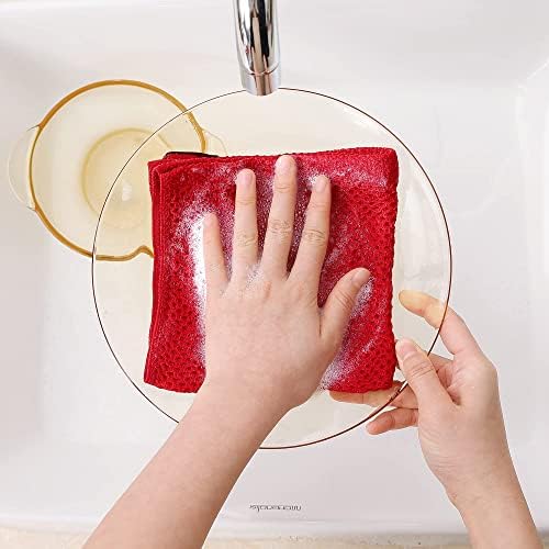 Homaxy 100% Cotton Waffle Weave Kitchen Dish Cloths 12-Pack, Red - Image 4