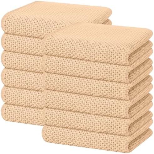 Homaxy 100% Cotton Waffle Weave Kitchen Dish Towels 12-Pack, Apricot by Homaxy