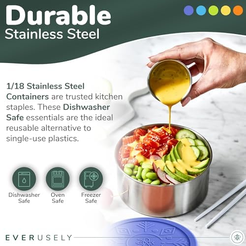 Microwavable Stainless Steel Food Containers, Lunch Boxes, Set of 5, Summer - Image 6