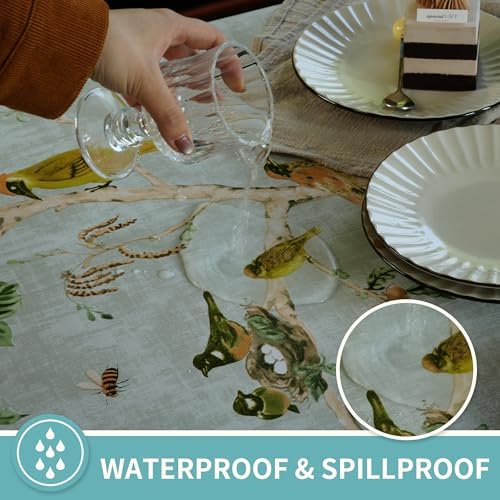 Rectangle Table Cloth,100% Waterproof Tablecloth Oil Proof Spill Proof Vinyl Table Cloth, Wipe Clean Plastic Table Cover for Dining, Camping, Indoor and Outdoor 54" x 102",Magpie - Image 2