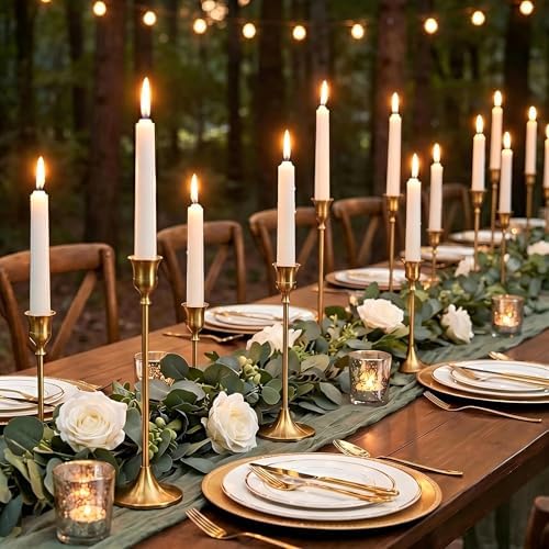 48 Pcs Gold Candlestick Holders, Vintage Metal Candle Holders Taper Candle Stands, Tall Golden Brass Tapered Candle Holder for Wedding Tables Centerpieces Decor - Image 6