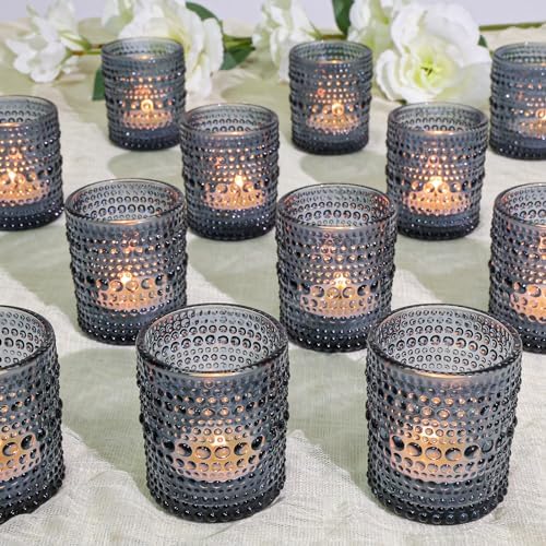 SUPMIND 24pcs Dark Blue Glass Votive Candle Holders Bulk for Wedding by SUPMIND