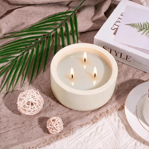 Viyffo 20oz Large Fall Scented Candle – Vanilla Dreamscape, 3 Wick Non Toxic Soy Candle, Ivory White Ceramic Jar, Luxury Home Fragrance, Elegant Room Décor & Premium Birthday Gift - Image 4