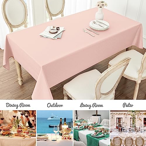 Veblandy 2 Pack Rectangle Tablecloth, 52x70 inch, Water Resistant Wrinkle Free Linen Textured Table Cloth Washable, Decorative Fabric Table Cover for Dining, Party and Camping, Pink - Image 7