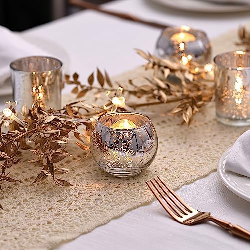 LETINE Silver Votive Candle Holders Set of 36 - Speckled Mercury Silver Glass Candle Holder Bulk - Ideal for Valentine's Day Decorations Indoor，Spring&Summer Wedding Centerpieces，Home Decor - Image 3