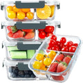 KOMUEE Glass Meal Prep Containers 3 Compartments, 5 Pack 36 oz by KOMUEEUS
