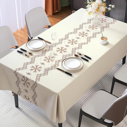 Rectangle Table Cloth,100% Waterproof Tablecloth Oil Proof Spill Proof Vinyl Table Cloth, Wipe Clean Plastic Table Cover for Dining, Camping, Indoor and Outdoor 54" x 78",Snowflake by Unknown
