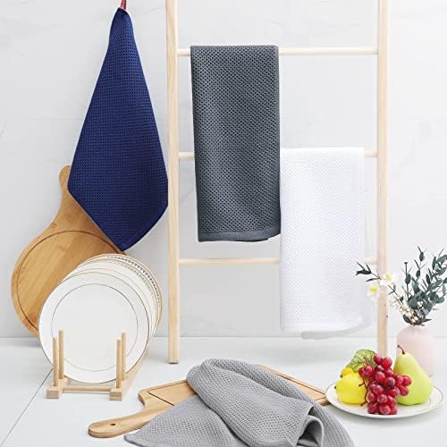 Homaxy 100% Cotton Waffle Weave Kitchen Dish Towels 6-Pack, Light Gray - Image 6