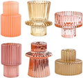 Pink Candlestick Holders 6PCS for Tealight Candle Stick Candles, Ribbed Glass Taper Candle Holders Set, Table Centerpieces for Weddings Christmas Home Decor Indoor and Outdoor by Unknown