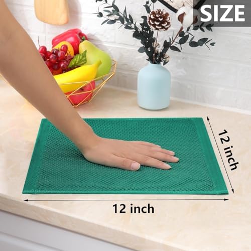 Homaxy 100% Cotton Waffle Weave Kitchen Dish Cloths 18-Pack, Dark Green - Image 5