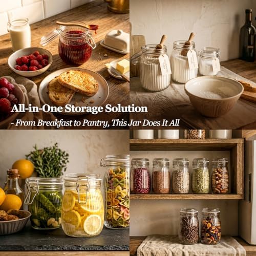ComSaf Ribbed Glass Mason Jars with Airtight Lids 25 oz 6 Pack Coffee - Image 6