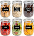 Glass Jars with Airtight Lids 34 oz 6 Pack Food Storage Pantry Round by KTMAMA