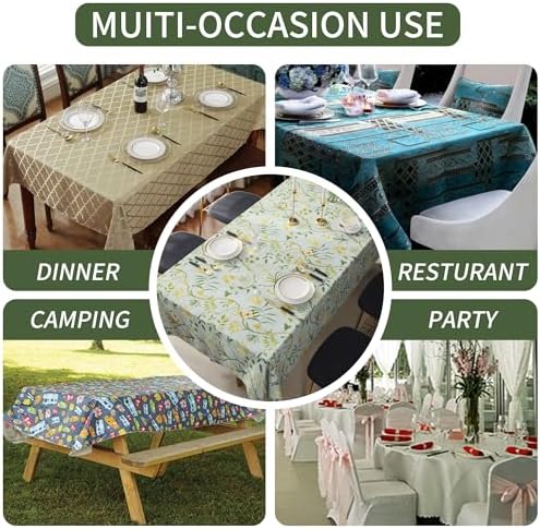 Rectangle Table Cloth,100% Waterproof Tablecloth Oil Proof Spill Proof Vinyl Table Cloth, Wipe Clean Plastic Table Cover for Dining, Camping, Indoor and Outdoor 52" x 70",Leaves - Image 5