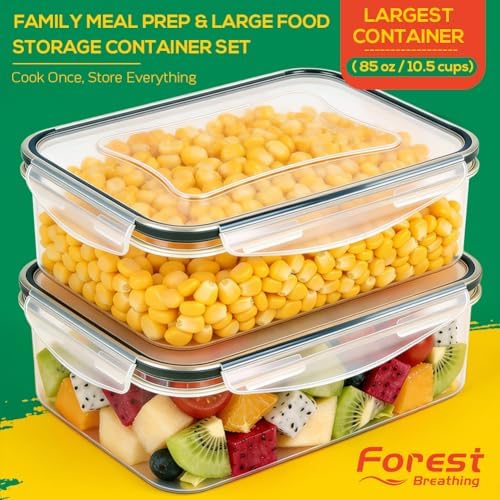 6 Pack Large Thick Plastic Food Storage Containers with Lids Airtight - Image 2