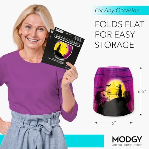 MODGY Luminary Lanterns Candle Holder Decorative Indoor Outdoor Decor, Lanterns for Wedding Centerpiece Decoration Outside Patio, with Flameless Floating LED Candles, Salem Pack of 2 - Image 6