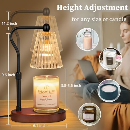 seenlast Candle Warmer Lamp with Timer Dimmer Adjustable Height,Mothers Day Gifts,Electric Wax Warmer Vintage Home Decor for Scented Jar Candles,Birthday Gifts for Women - Image 3