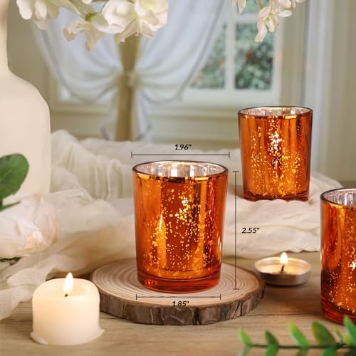 DARJEN 24Pcs Orange Votive Candle Holders Tea Lights Candles Holders - Image 2